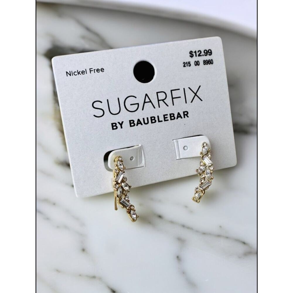 New SUGARFIX by BaubleBar Crystal Cluster Ear Crawlers - Gold